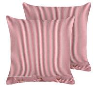Set of 2 Decorative Cushions AALITA 45 x 45 cm Cotton Red Striped