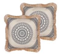 Set of 2 Decorative Cushions AGRIMONY 45 x 45 cm Black Oriental Pattern
