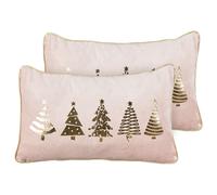 Set of 2 Decorative Cushions ALSOBIA Velvet 30 x 50 cm Pink Christmas Motif