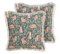 Set of 2 Decorative Cushions ALSTROEMERIA Cotton 45 x 45 cm Green Animal Pattern