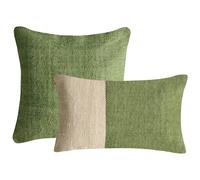 Set of 2 Decorative Cushions ANISOPTERA Cotton 30 x 50 cm 45 x 45 cm Green Solid