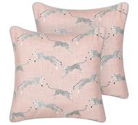 Set of 2 Decorative Cushions ARALES Cotton 45 x 45 cm Pastel Pink Animal Pattern