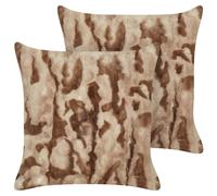Beliani Set of 2 Decorative Cushions BAKIRA Faux Fur 45 x 45 cm Brown Abstract Pattern, Brown