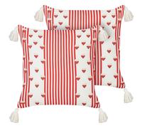 Set of 2 Decorative Cushions BANKSIA 45 x 45 cm Cotton Red Striped