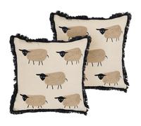 Set of 2 Decorative Cushions BANNU Boucle 45 x 45 cm Beige