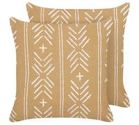 Set of 2 Decorative Cushions BANYAN Cotton 45 x 45 cm Sand Beige Geometric Pattern