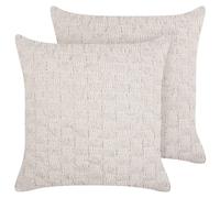 Set of 2 Decorative Cushions BASALIM 45 x 45 cm Beige Solid