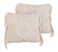 Set of 2 Decorative Cushions BESHAM Cotton 45 x 45 cm Light Beige Geometric Pattern
