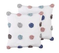 Set of 2 Decorative Cushions BRACKEN 45 x 45 cm Cotton White