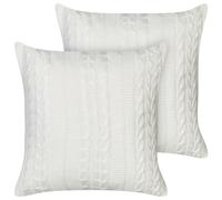 Beliani Set Of 2 Decorative Cushions Cadetia Cotton 45 X 45 Cm White Solid