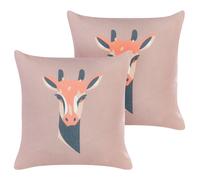 Set of 2 Decorative Cushions CANDELABRA 45 x 45 cm Pink Animal Pattern