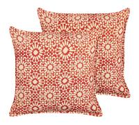 Set of 2 Decorative Cushions CEIBA 45 x 45 cm Cotton Red Geometric Pattern