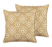 Set of 2 Decorative Cushions CEIBA Cotton 45 x 45 cm Beige Geometric Pattern