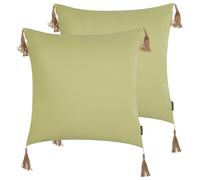 Set of 2 Decorative Cushions CHMISTAR 45 x 45 cm Green Solid