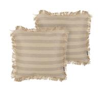 Set of 2 Decorative Cushions CIRSIUM Jute 45 x 45 cm Beige Striped