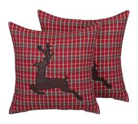 Beliani Set of 2 Decorative Cushions COMET 45 x 45 cm Dark Red Christmas Motif, Red
