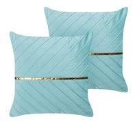 Set of 2 Decorative Cushions CONEFLOWER 45 x 45 cm Light Blue Striped
