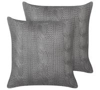 Set of 2 Decorative Cushions CONSTYLIS Cotton 45 x 45 cm Dark Grey Solid
