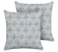 Set of 2 Decorative Cushions CORDATA Cotton 45 x 45 cm Blue Oriental Pattern