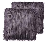 Set of 2 Decorative Cushions COROKIA Faux Fur 45 x 45 cm Dark Grey Solid