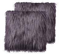 Set of 2 Decorative Cushions COROKIA Faux Fur 45 x 45 cm Dark Grey Solid