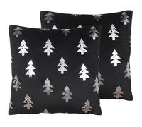 Set of 2 Decorative Cushions CUPID Velvet 45 x 45 cm Black Christmas Motif