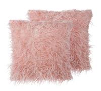 Beliani Set of 2 Decorative Cushions DAISY Faux Fur 45 x 45 cm Pink Solid, Pink