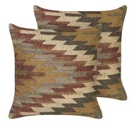Set of 2 Decorative Cushions DEEPOR Jute 45 x 45 cm Multicolour Oriental Pattern