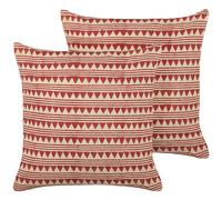 Set of 2 Decorative Cushions DEGLUPTA Cotton 45 x 45 cm Red Chevron Pattern