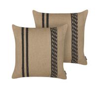 Set of 2 Decorative Cushions DESALIX Jute 45 x 45 cm Beige Striped