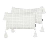 Set of 2 Decorative Cushions DOURIS 30 x 60 cm Light Beige Checked
