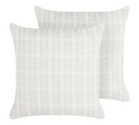 Set of 2 Decorative Cushions DOURIS 45 x 45 cm Light Beige Checked