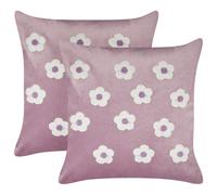 Set of 2 Decorative Cushions ECHINACEA Velvet 45 x 45 cm Violet