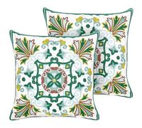 Set of 2 Decorative Cushions ELANITE 45 x 45 cm Cotton Green Oriental Pattern