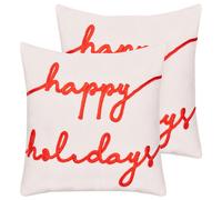 Set of 2 Decorative Cushions EXACUM 45 x 45 cm Velvet White Christmas Motif