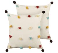 Set of 2 Decorative Cushions FUSSEL Cotton 45 x 45 cm Light Beige