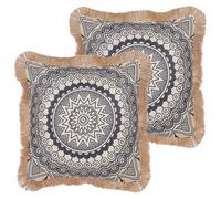 Set of 2 Decorative Cushions GERANIUM 45 x 45 cm Black Oriental Pattern
