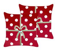 Set of 2 Decorative Cushions GUMDROP 45 x 45 cm Velvet Red Christmas Motif