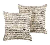 Set of 2 Decorative Cushions HOWEA Cotton 45 x 45 cm Beige Geometric Pattern