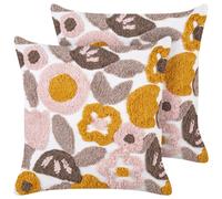 Set of 2 Decorative Cushions KANDIARO Cotton 45 x 45 cm Multicolour Floral Pattern