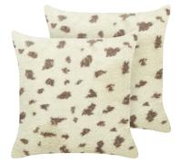 Set of 2 Decorative Cushions KASRA Faux Fur 45 x 45 cm Beige Abstract Pattern