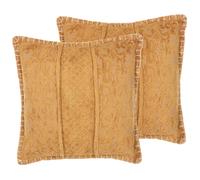 Set of 2 Decorative Cushions KAVALAM 45 x 45 cm Mustard Solid