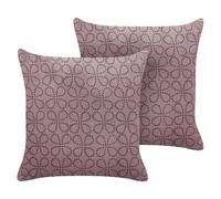 Set of 2 Decorative Cushions LARKSPUR Velvet 45 x 45 cm Pink Geometric Pattern