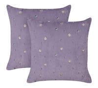 Set of 2 Decorative Cushions LAVATERA 45 x 45 cm Violet Floral Pattern