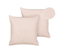 Set of 2 Decorative Cushions LEUZEA Boucle 60 x 60 cm Pastel Pink Solid