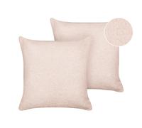 Set of 2 Decorative Cushions LEUZEA Boucle 45 x 45 cm Pastel Pink Solid