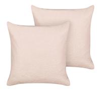 Beliani Set of 2 Decorative Cushions LEUZEA Boucle 60 x 60 cm Pastel Pink Solid, Pink