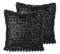 Beliani Set Of 2 Decorative Cushions Lobelia Faux Leather 45 X 45 Cm Black Solid