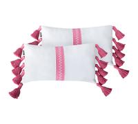 Beliani Set of 2 Decorative Cushions LOVELY Cotton 30 x 50 cm White Pink, White