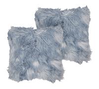 Set of 2 Decorative Cushions LUBHA Faux Fur 42 x 42 cm Dark Blue Solid